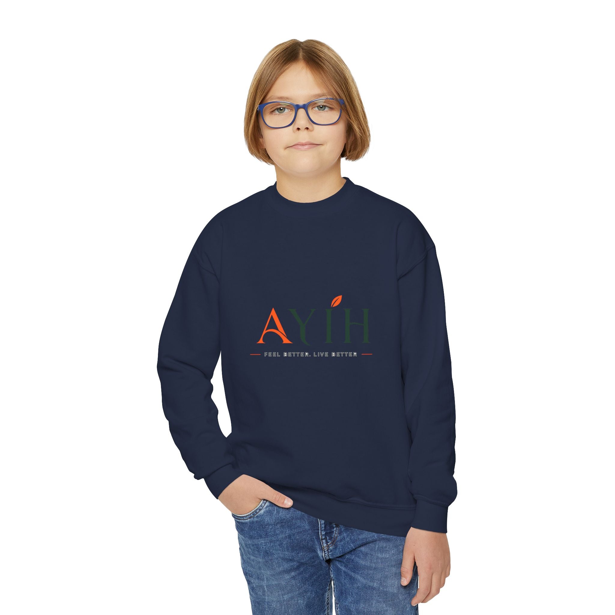Big Kids Crewneck Sweatshirt — AYÍH Logo Pullover (Unisex)