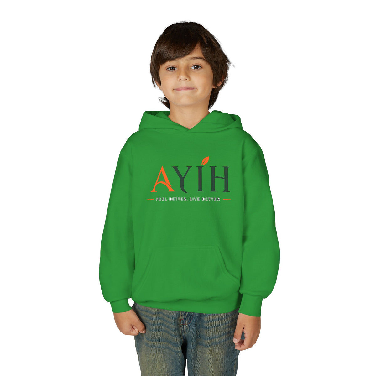 AYIH Logo Hoodie — Kids Unisex Pullover Sweatshirt, Minimal Lifestyle Graphic