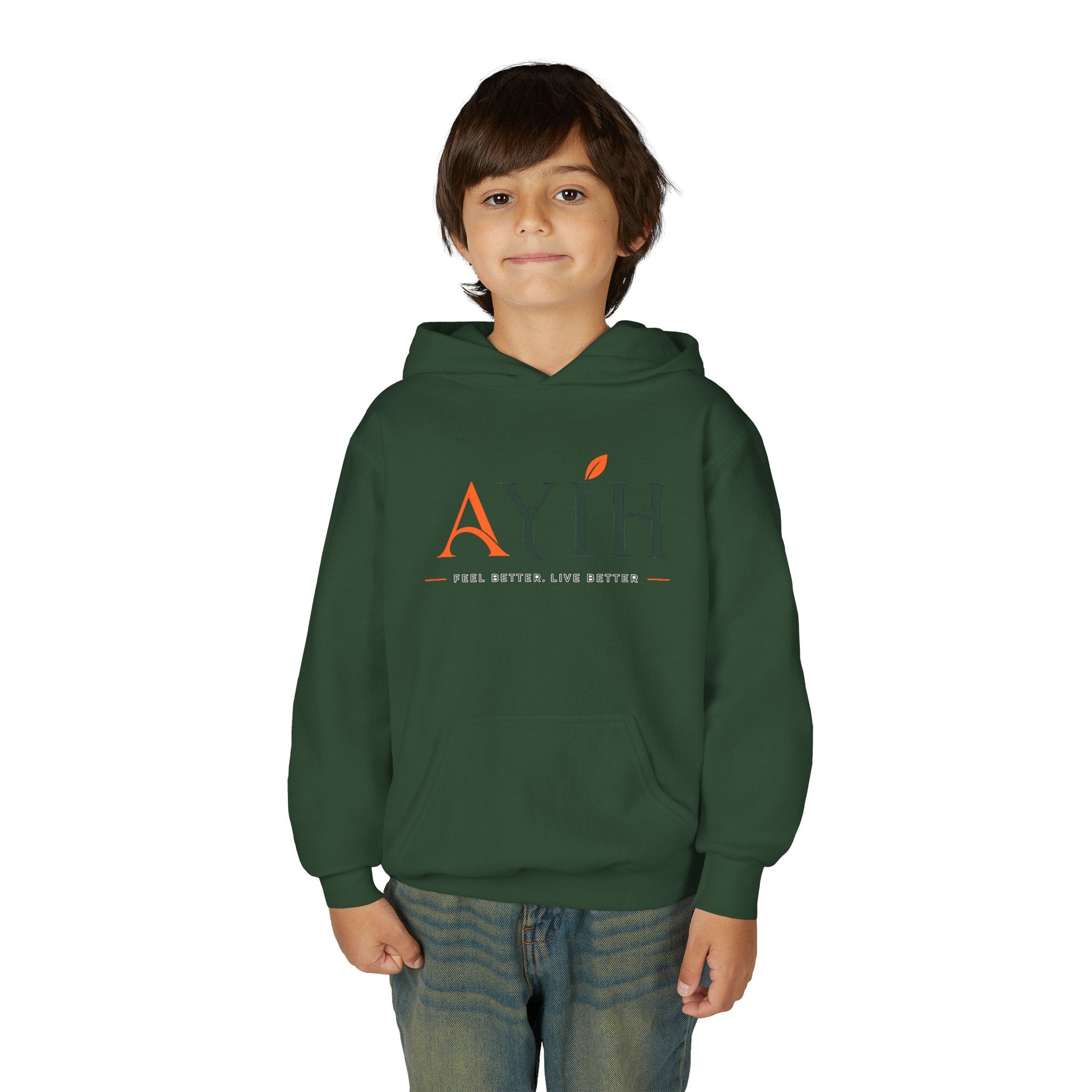 AYIH Logo Hoodie — Kids Unisex Pullover Sweatshirt, Minimal Lifestyle Graphic