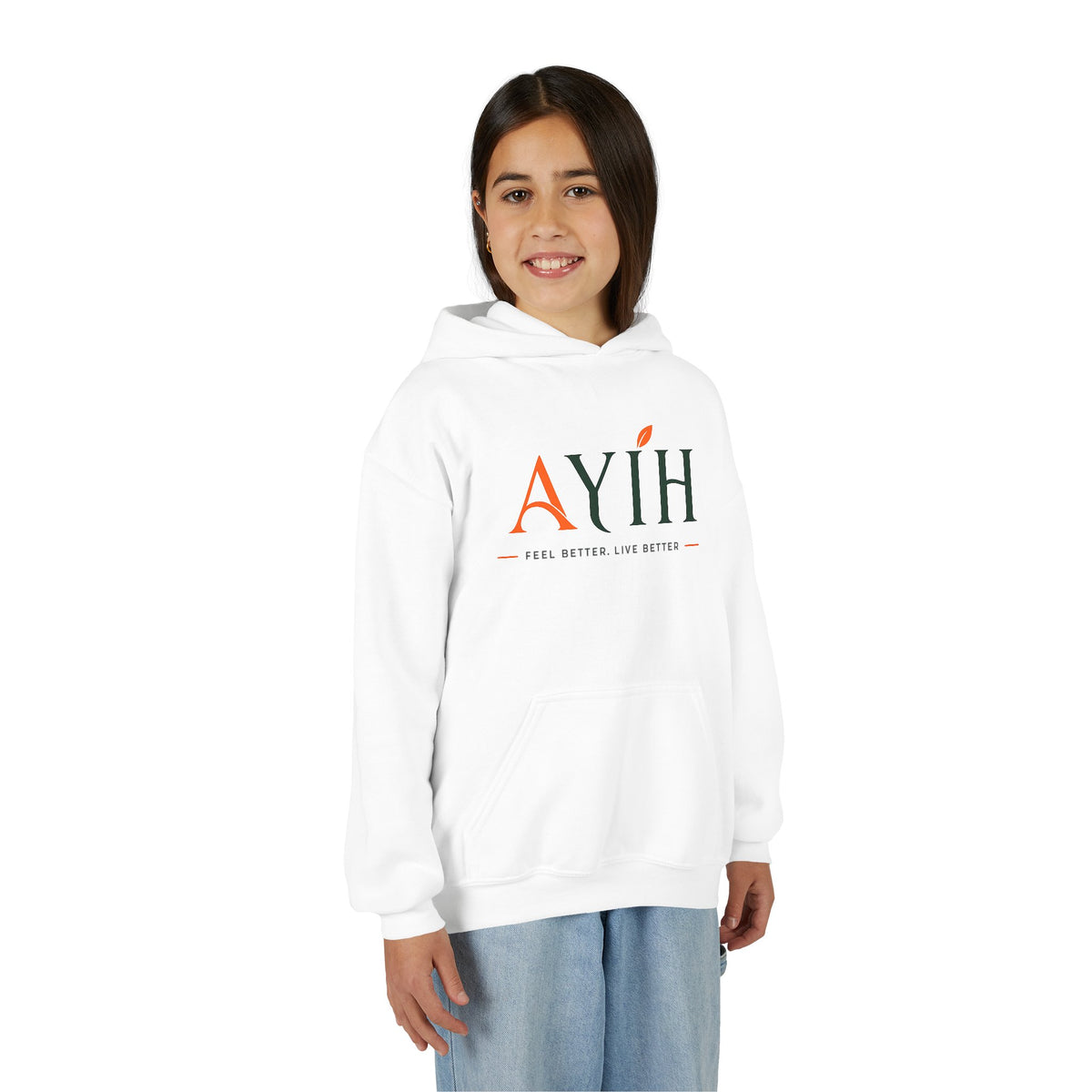 AYIH Logo Hoodie — Kids Unisex Pullover Sweatshirt, Minimal Lifestyle Graphic