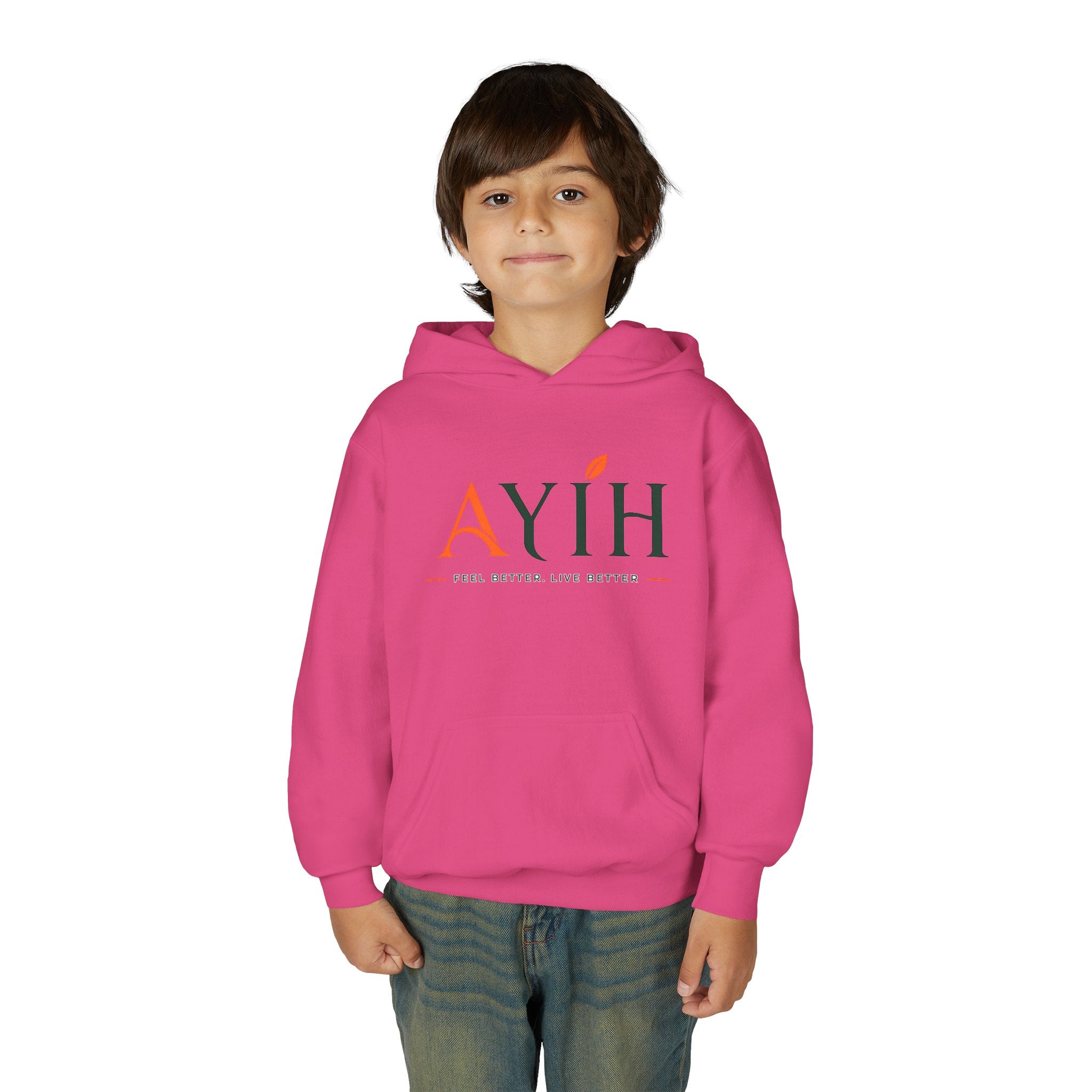 AYIH Logo Hoodie — Kids Unisex Pullover Sweatshirt, Minimal Lifestyle Graphic