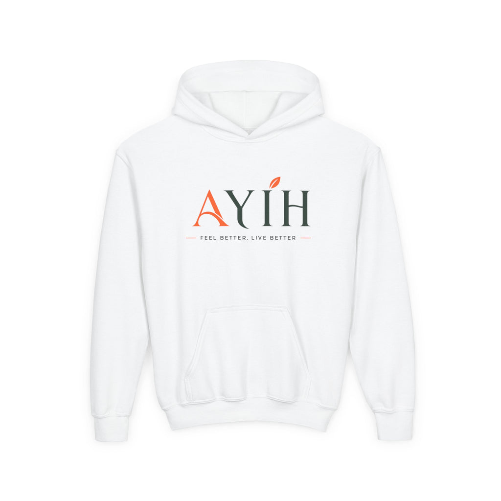 AYIH Logo Hoodie — Kids Unisex Pullover Sweatshirt, Minimal Lifestyle Graphic