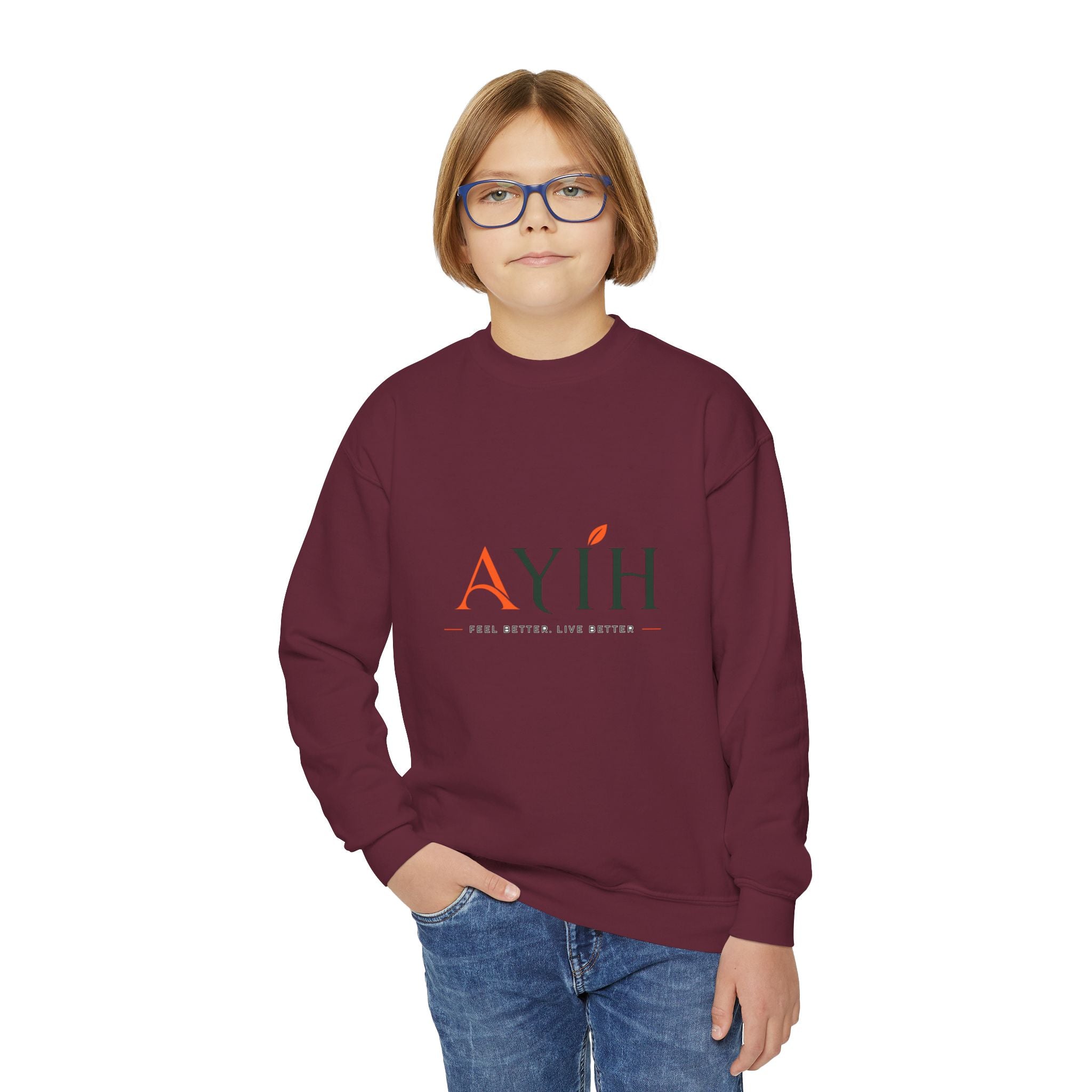 Big Kids Crewneck Sweatshirt — AYÍH Logo Pullover (Unisex)