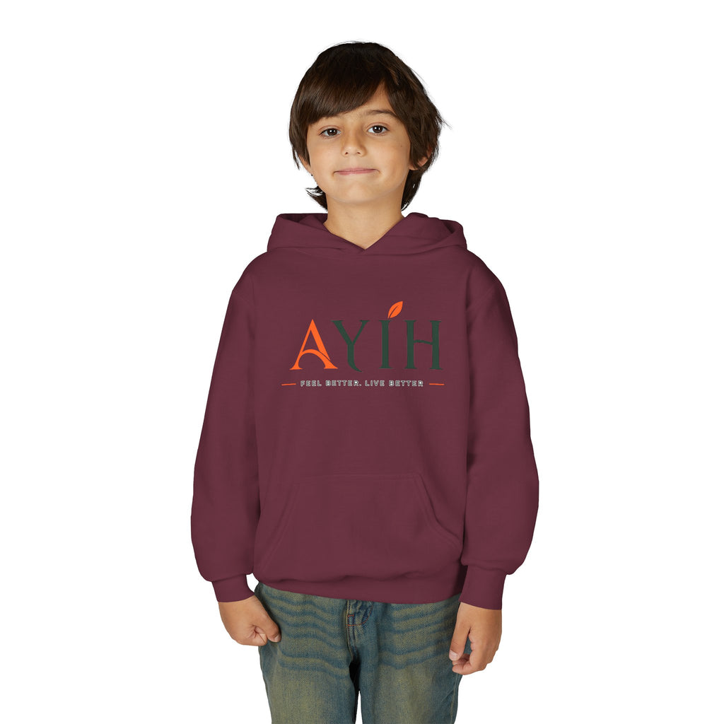 AYIH Logo Hoodie — Kids Unisex Pullover Sweatshirt, Minimal Lifestyle Graphic