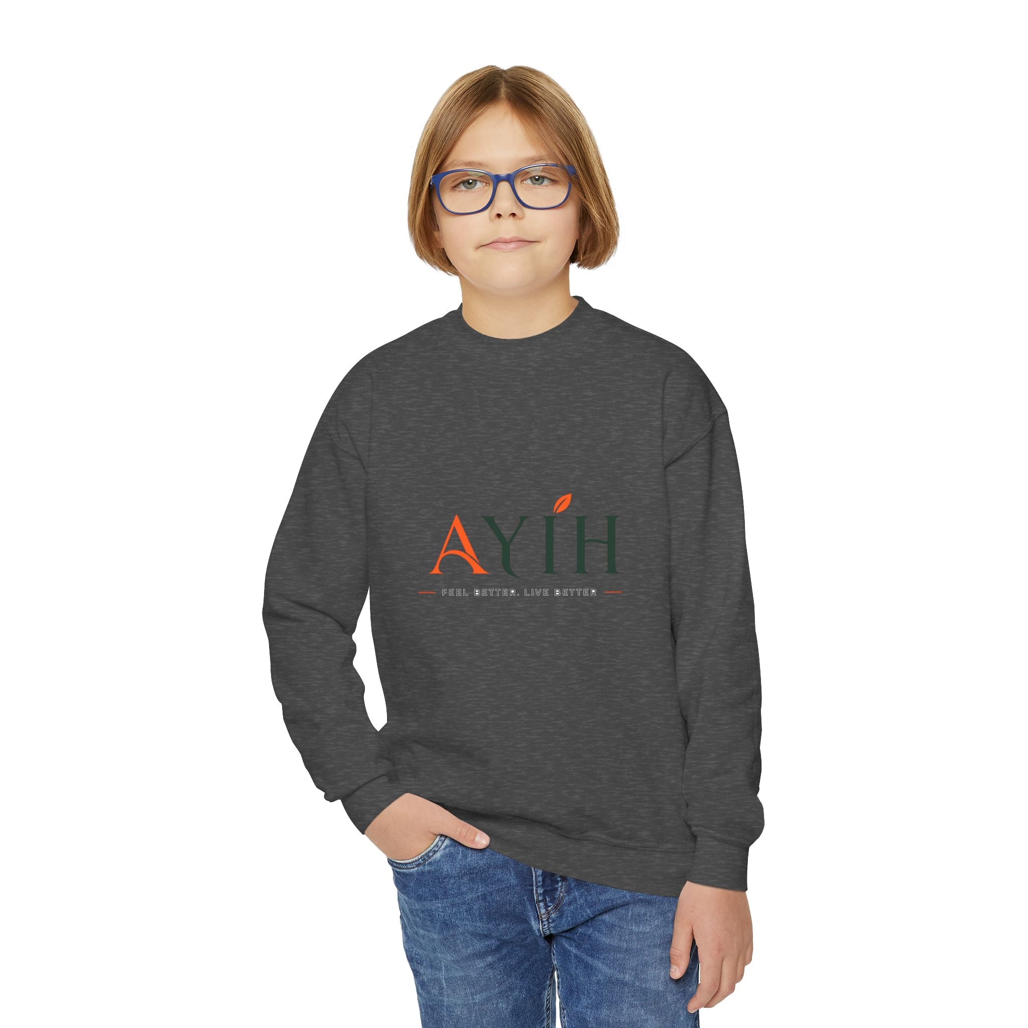 Big Kids Crewneck Sweatshirt — AYÍH Logo Pullover (Unisex)