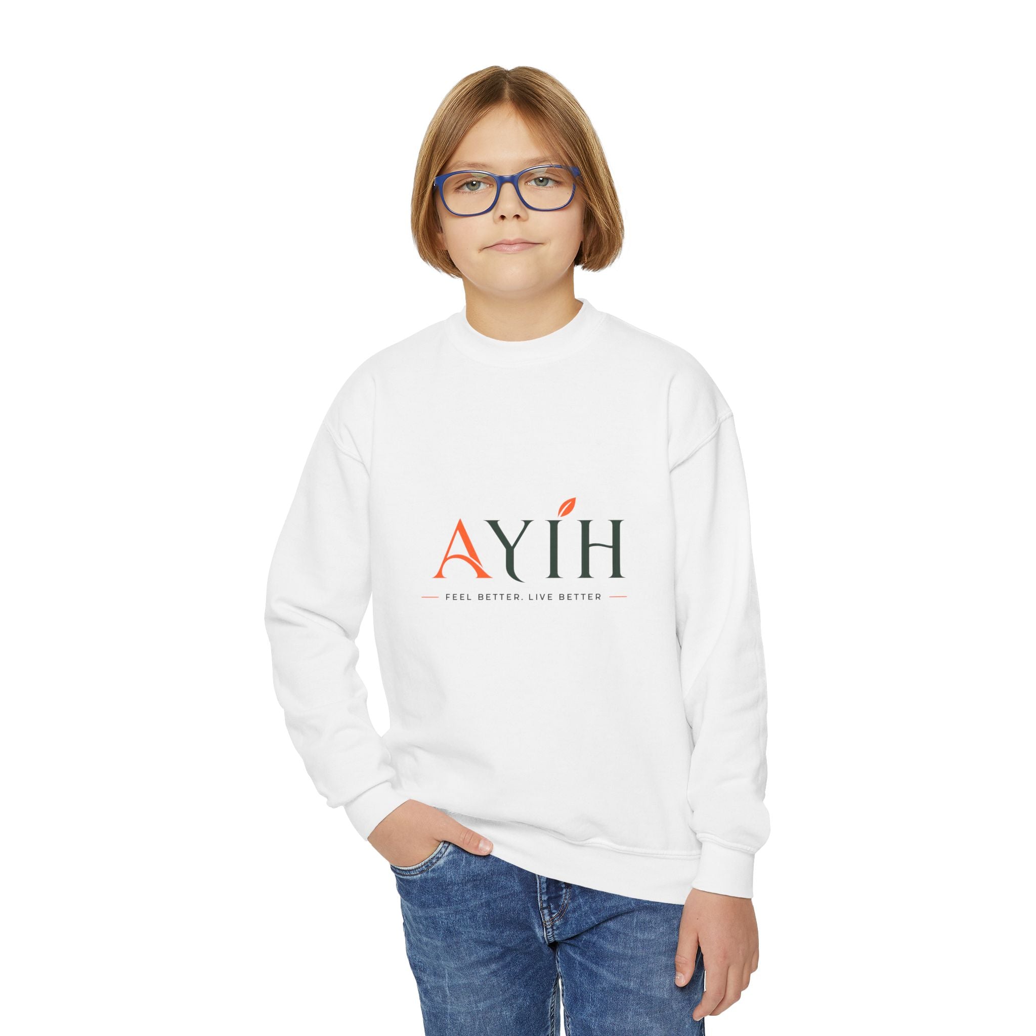 Big Kids Crewneck Sweatshirt — AYÍH Logo Pullover (Unisex)