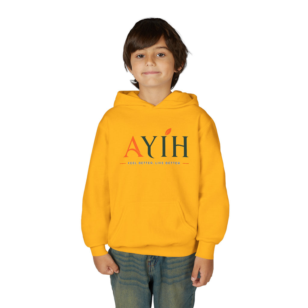 AYIH Logo Hoodie — Kids Unisex Pullover Sweatshirt, Minimal Lifestyle Graphic