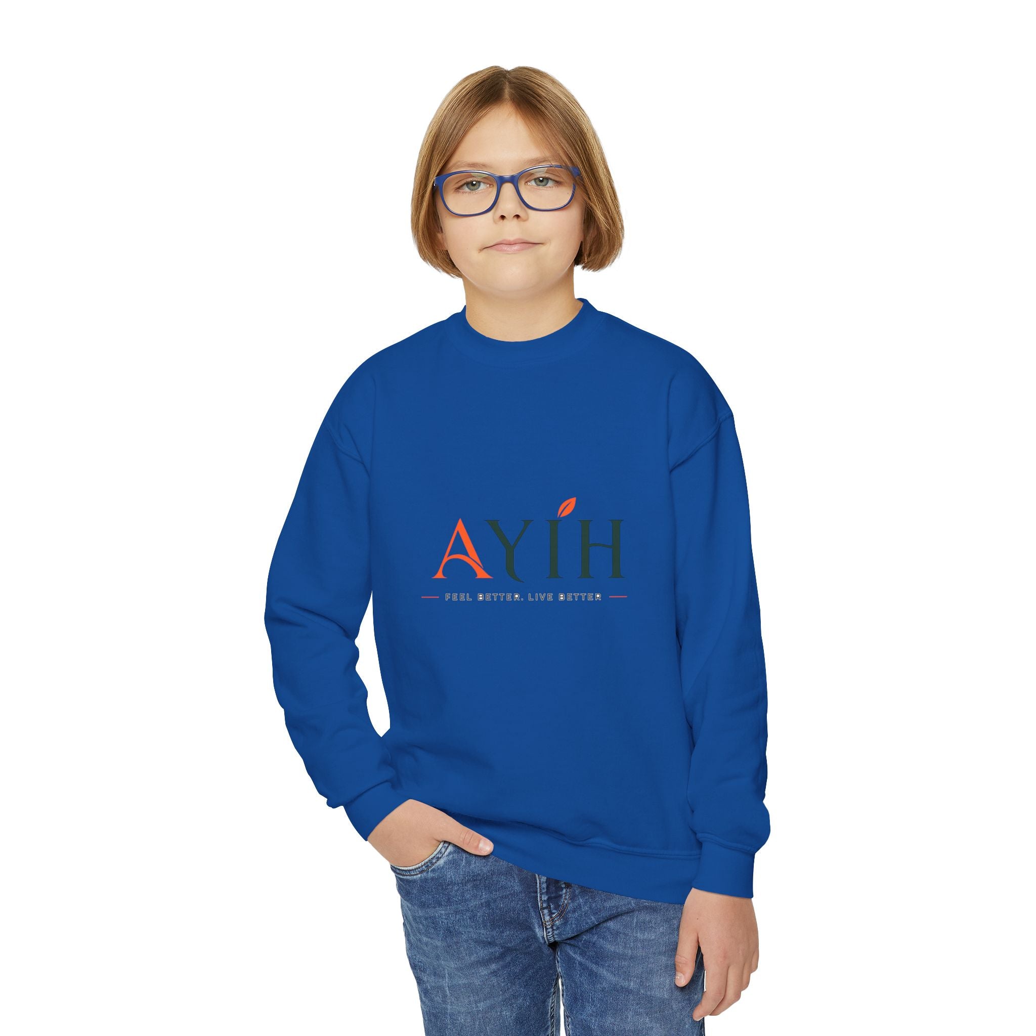 Big Kids Crewneck Sweatshirt — AYÍH Logo Pullover (Unisex)