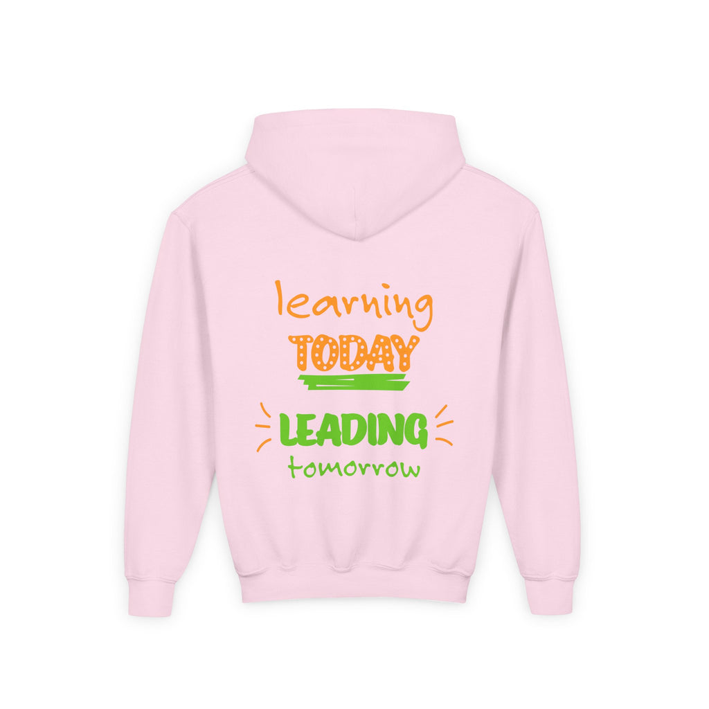 Kids Hoodie — “Learning Today, Leading Tomorrow” Inspirational Kids Hooded Sweatshirt