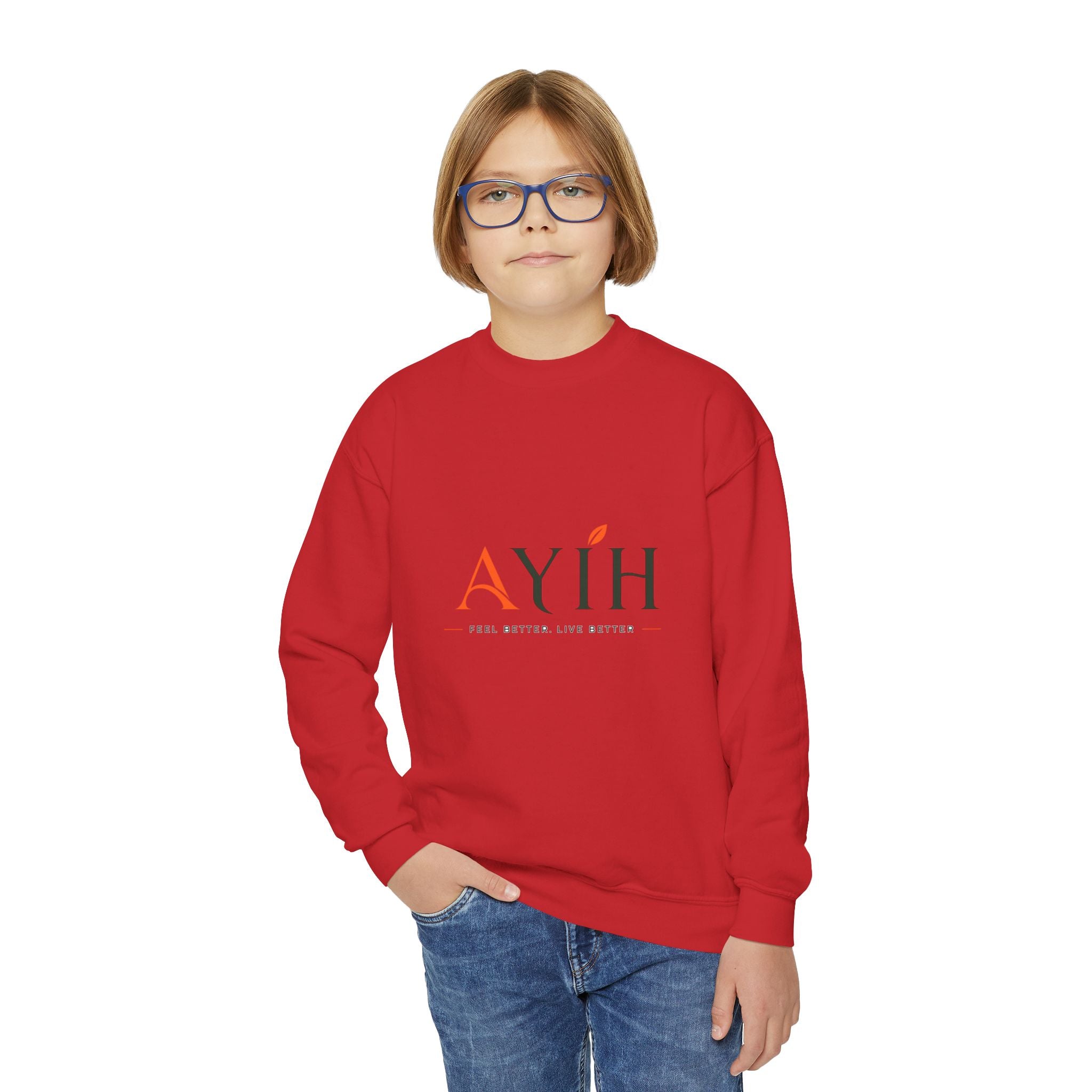 Big Kids Crewneck Sweatshirt — AYÍH Logo Pullover (Unisex)