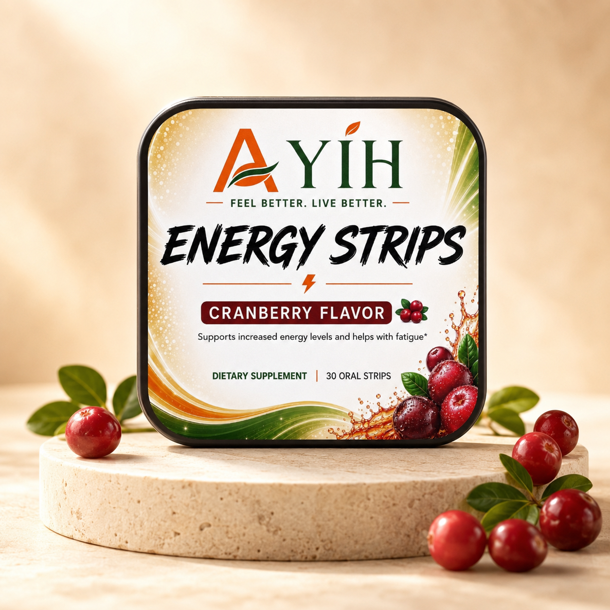 Energy Strips - Cranberry Flavor